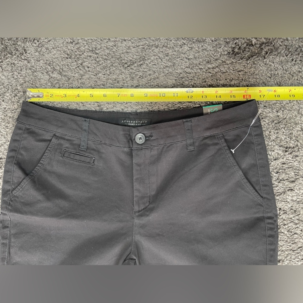 Aeropostale Black Shorts skinny cotton stretch women’s size 10 Long - Picture 13 of 13